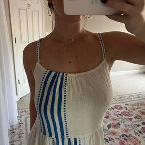 White and Blue Striped Spaghetti Strap Top